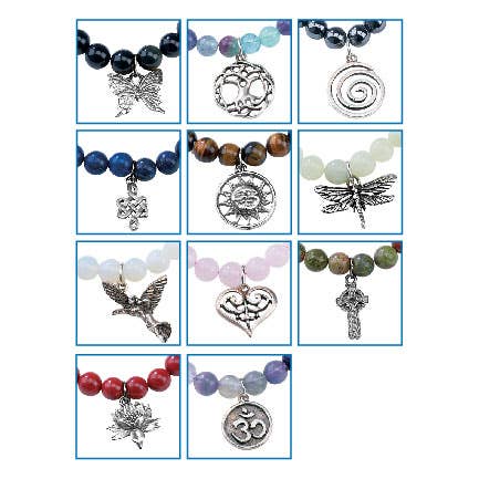 Benjamin International – Großhandel Armband mit Charms/Anhängern – Stretch-Armbänder mit Kristall-Edelstein-Anhänger, 8 mm, Silber1