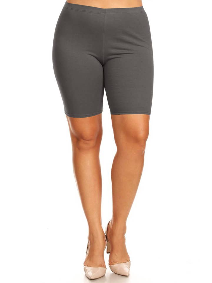MOA COLLECTION - Wholesale Athletic Shorts - Women's - Women's Plus Size Casual Solid Biker Shorts (Open Pack)8