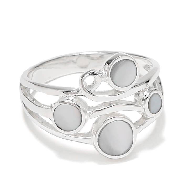 ARABESK sølv og perlemor blomsterring for engroshandel hos Siane