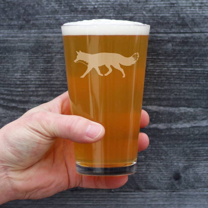 bevvee - Wholesale Beer Glass/Mug - Fox Silhouette Pint Glass for Beer - Rustic Cabin Gifts