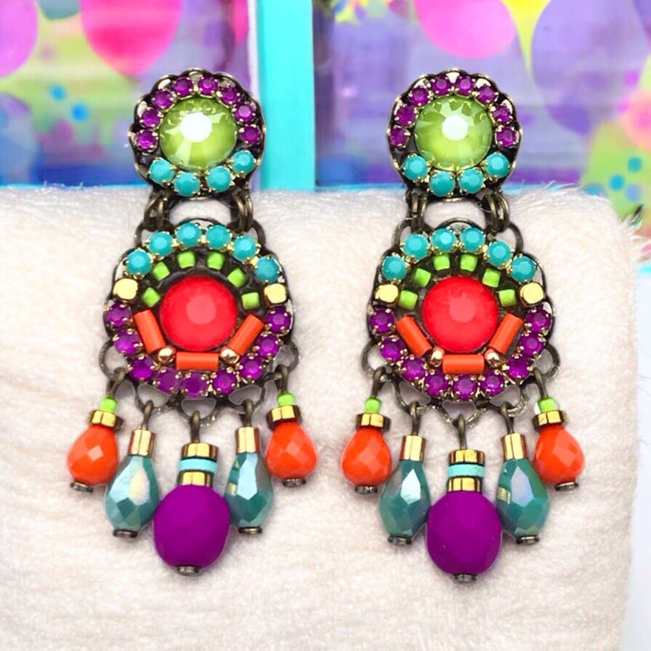 melizijewelry - Wholesale Dangle Earrings - Handmade crystal earrings Fluor World INCA3