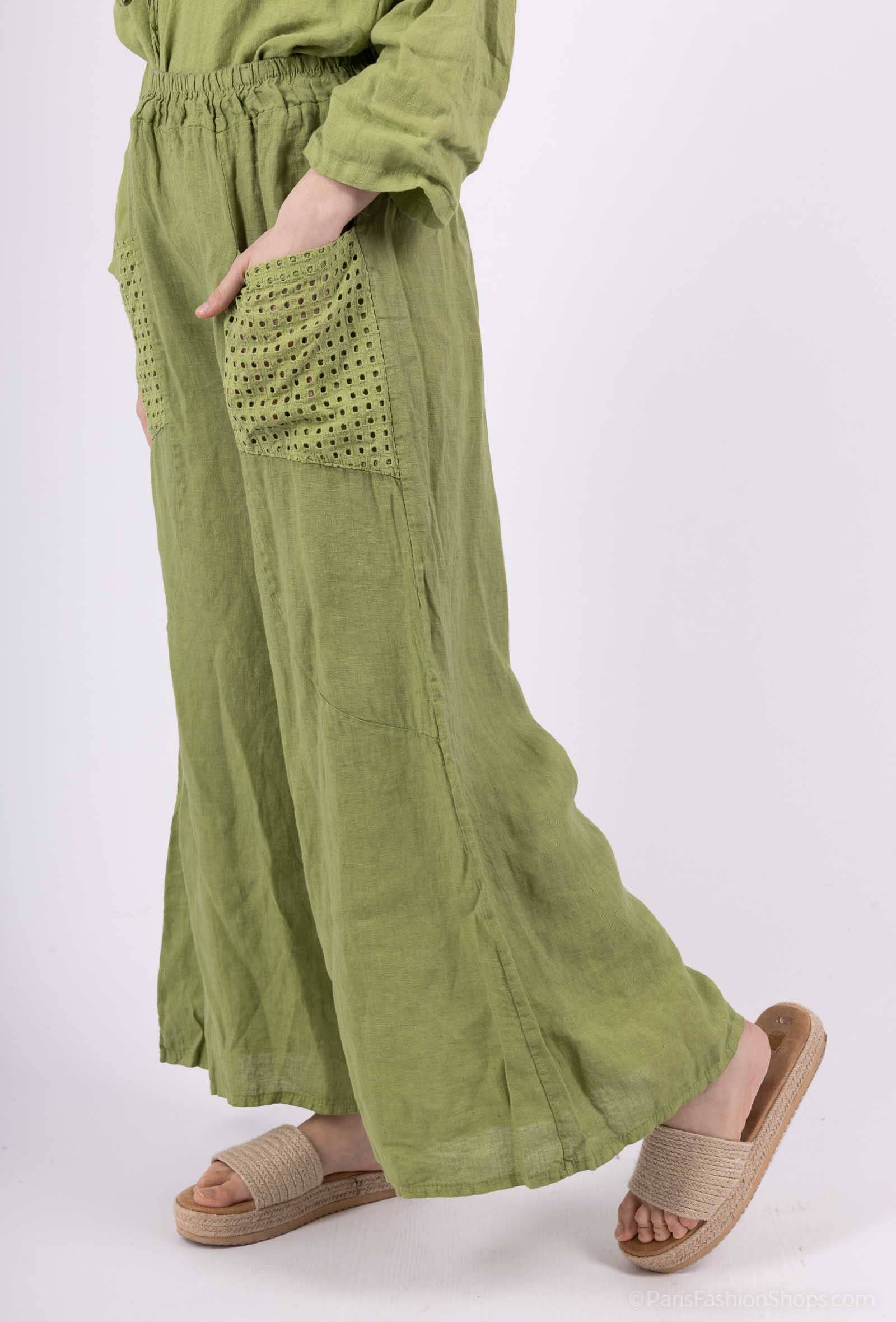 Shyloh - Wholesale Pants - Women's - Linen Trousers with Openwork Pockets 2058020