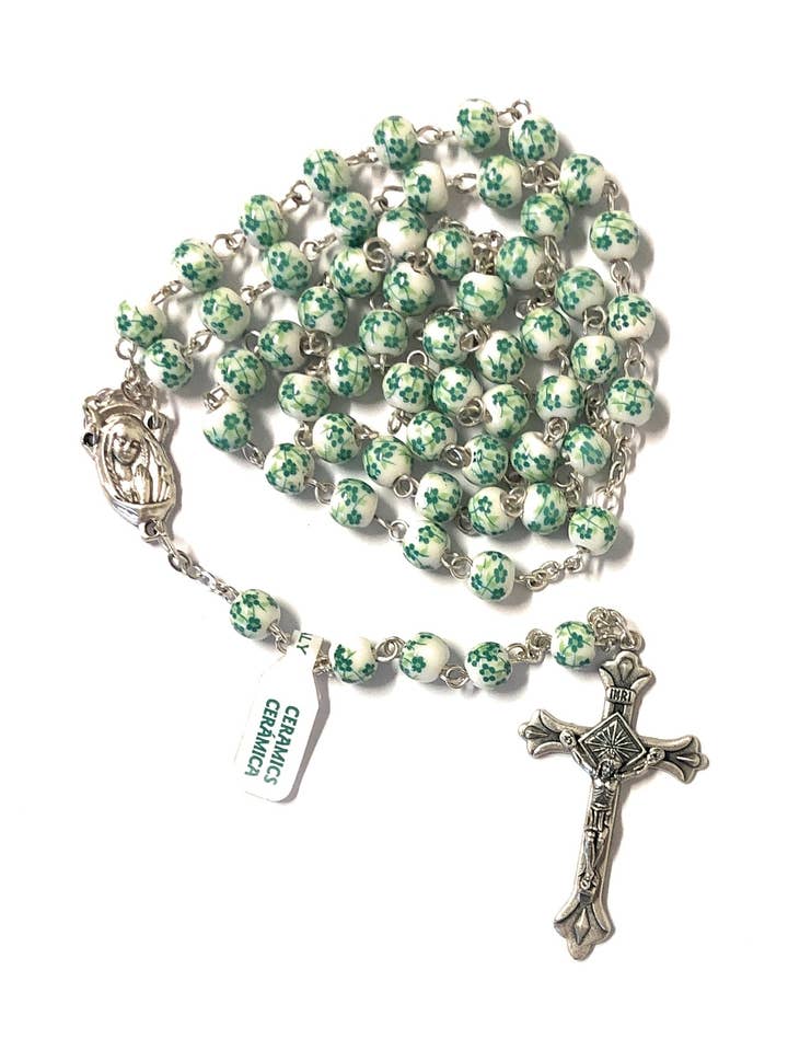 Green ceramic rosary mm. 6 for wholesale by Costa Articoli Religiosi
