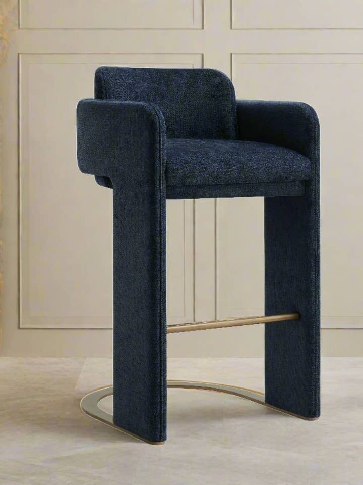 Indigo blauwe gestoffeerde barkruk, moderne luxe barkruk voor wholesale door Statements by J