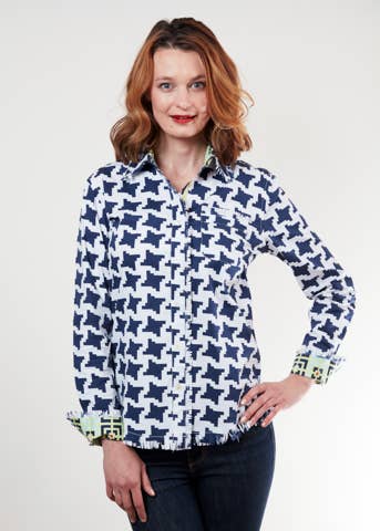 Dizzy-Lizzie - Wholesale Tunic - Women's - Cape Cod Tunic Navy White Houndstooth2