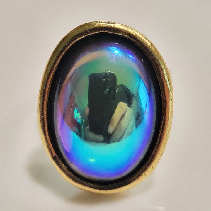 Bague en forme de camée AB, grande taille bleue pour la vente par Fizz