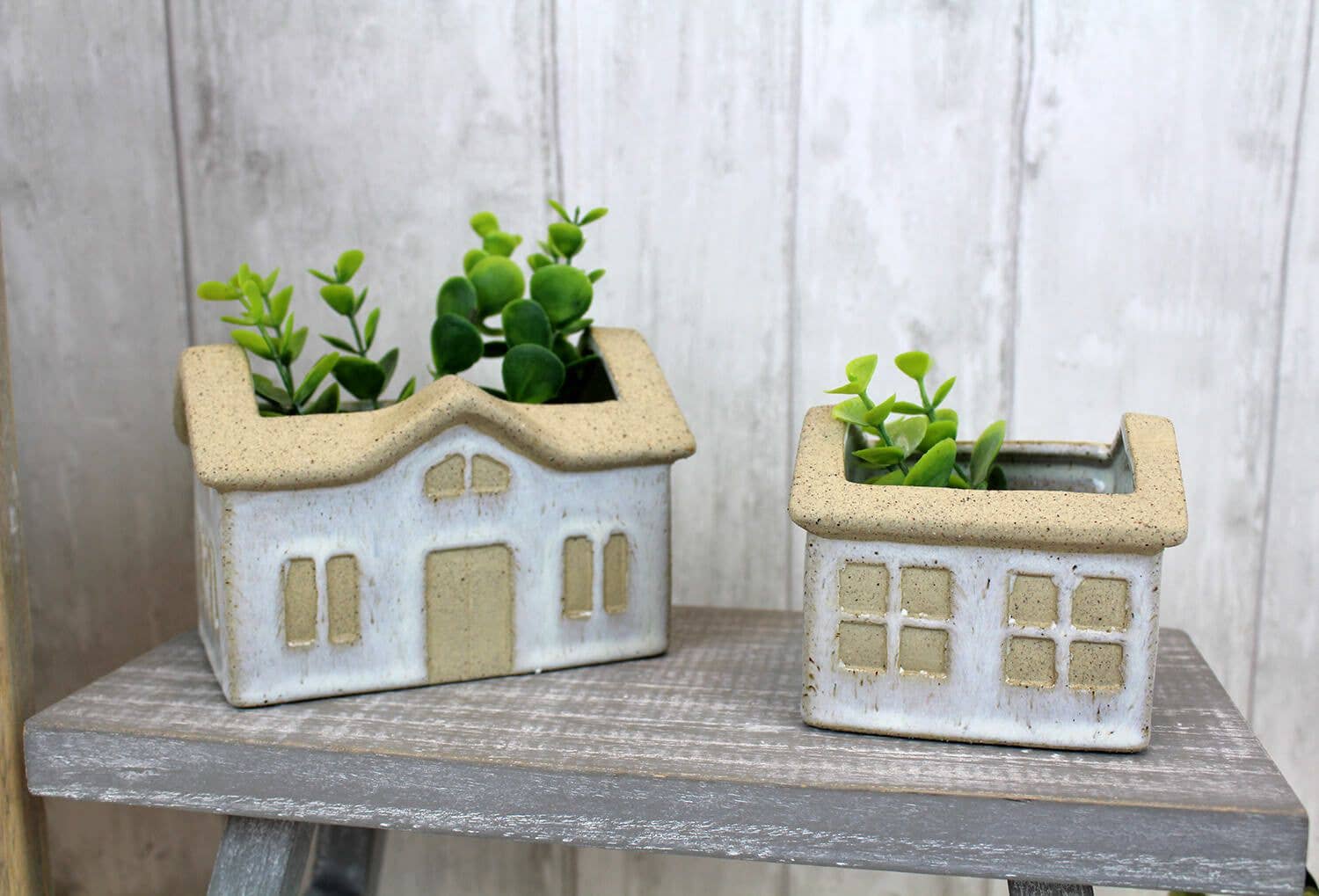 Langs - Wholesale Plant pot - House Planter Small White Rustic Stoneware With Natural Roof+++