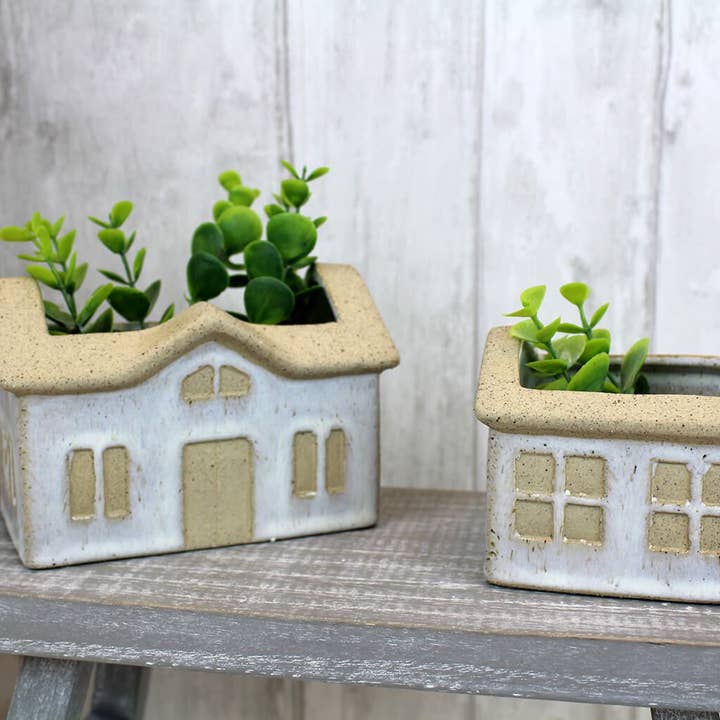 Langs - Wholesale Plant pot - House Planter Small White Rustic Stoneware With Natural Roof+++
0