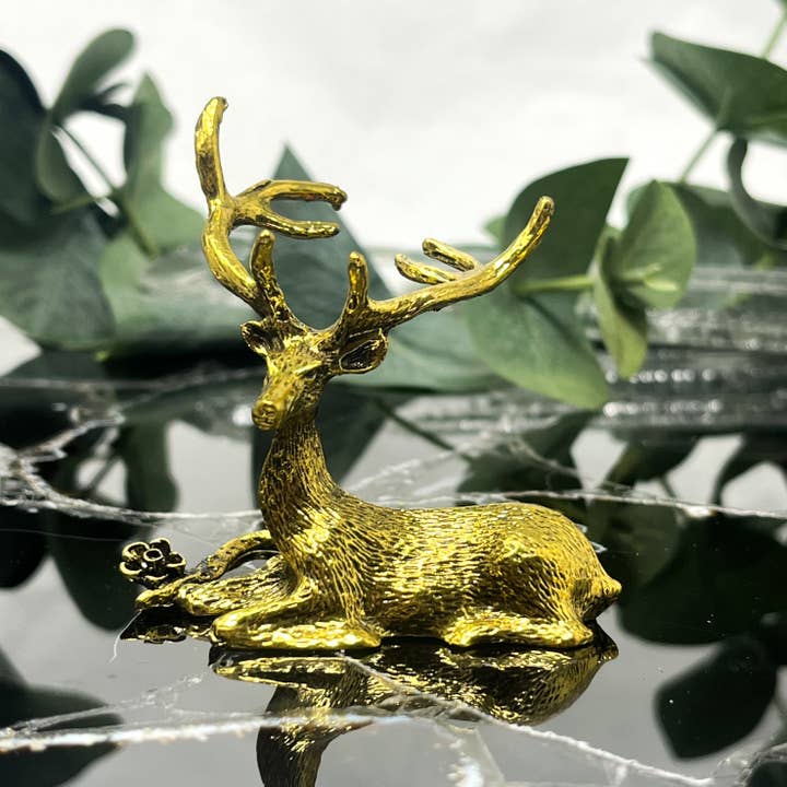 Gold Stag Specimen Stand for wholesale by The Crystal Tabby