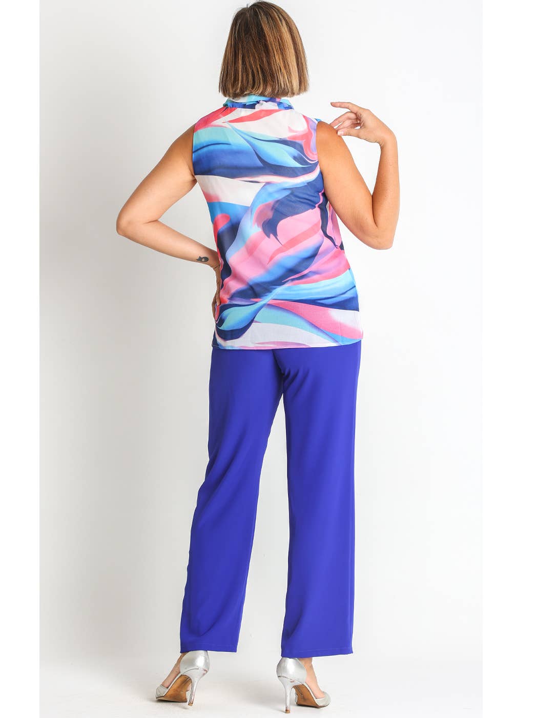 LOURDES CASTILLO - Wholesale T-Shirt - Women's - 368494L PRINTED CHIFFON TOP WITH BOW COLLAR3