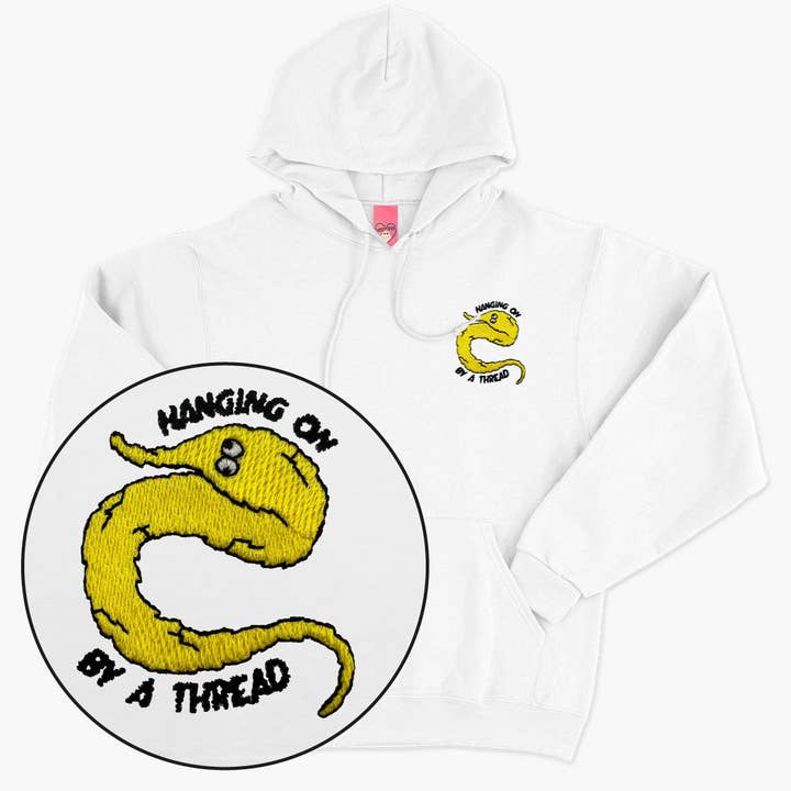 Yellow Worm On A String Embroidered Hoodie (Unisex) for wholesale by SassySpud