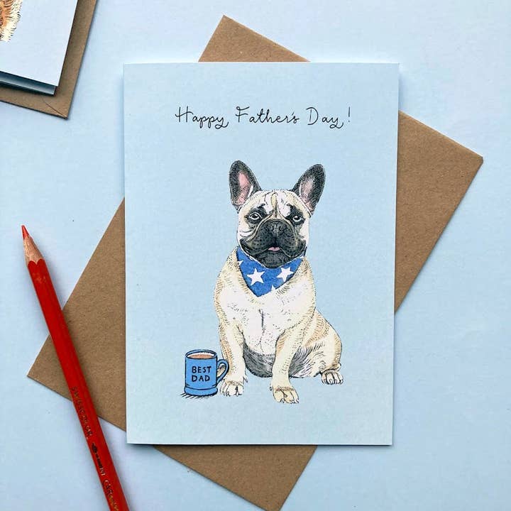 French Bulldog Father's Day Card for wholesale by Amelia Illustration