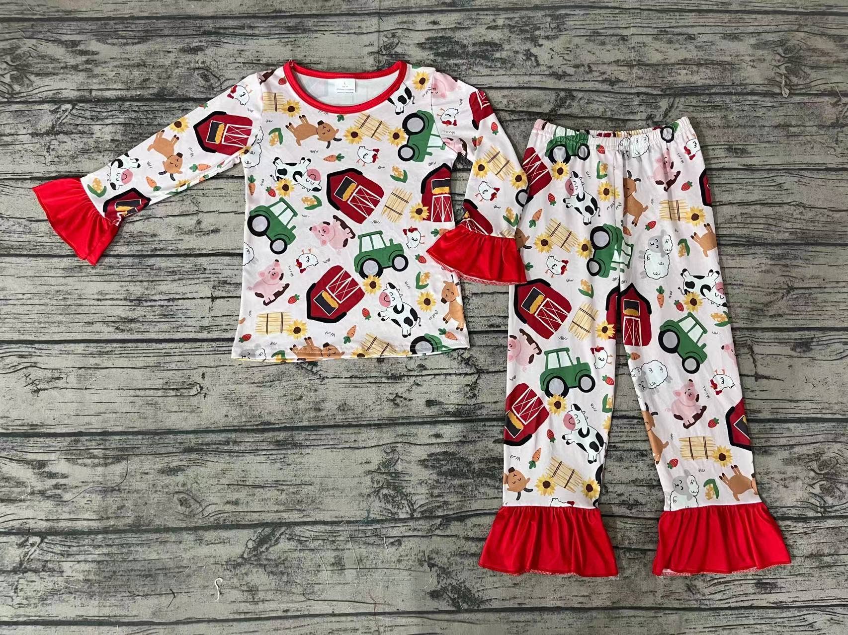Aier Wholesale - Wholesale Sleepwear Set - Kids - Baby Girls Farm Pajamas Clothes Sets1