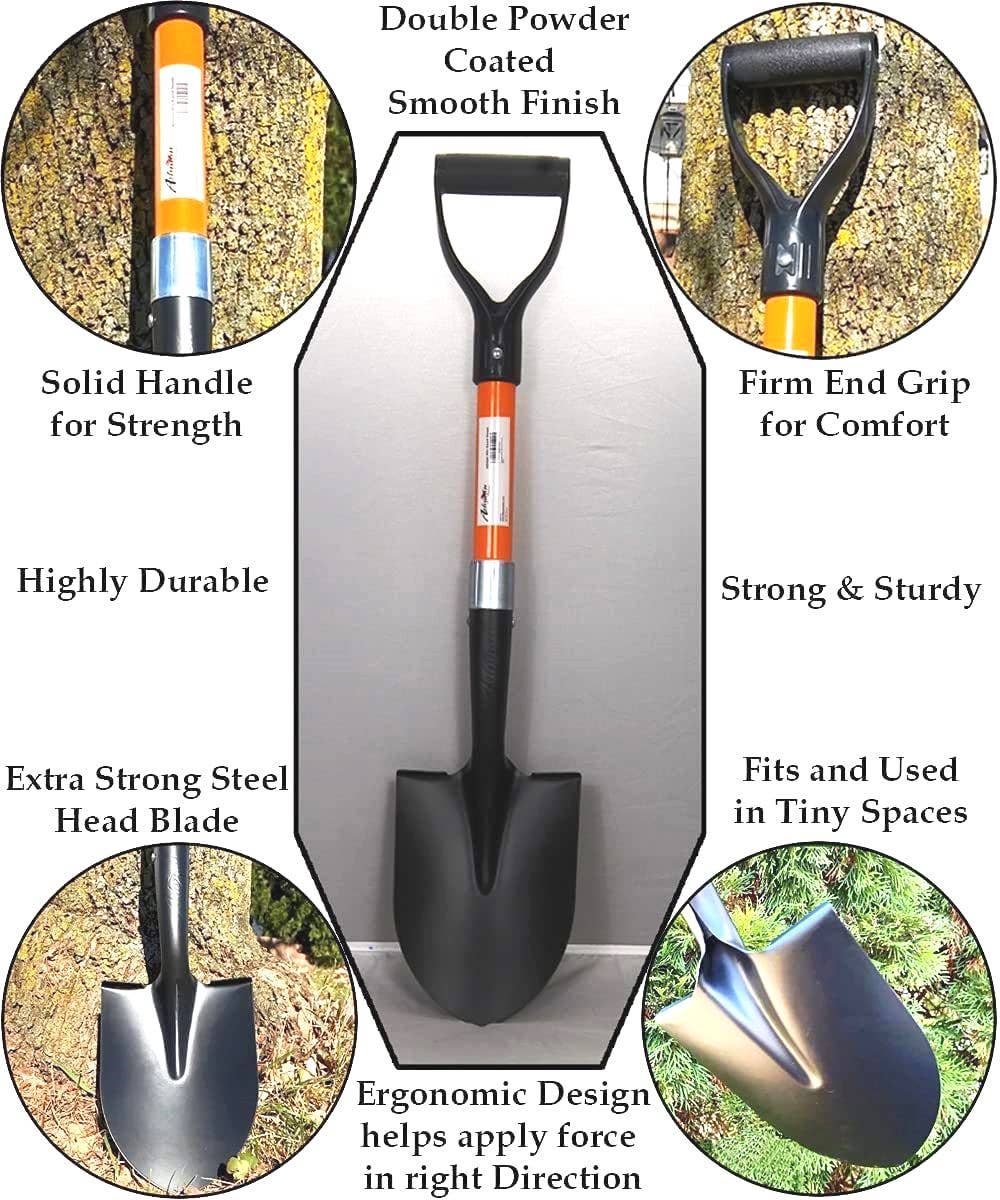 Ashman Online - Wholesale Garden Tool - Ashman Round Shovel (Medium) – (2 Pack) – 27 Inches in Length, Durable Handle, Round Shovel with Comfortable Grip with a Sturdy Blade, Multipurpose Premium Round Point Blade Shovel.1