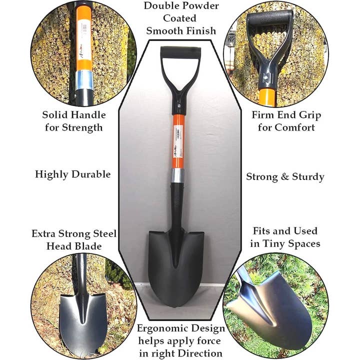 Ashman Online - Wholesale Garden Tool - Ashman Round Shovel (Medium) – (2 Pack) – 27 Inches in Length, Durable Handle, Round Shovel with Comfortable Grip with a Sturdy Blade, Multipurpose Premium Round Point Blade Shovel.1