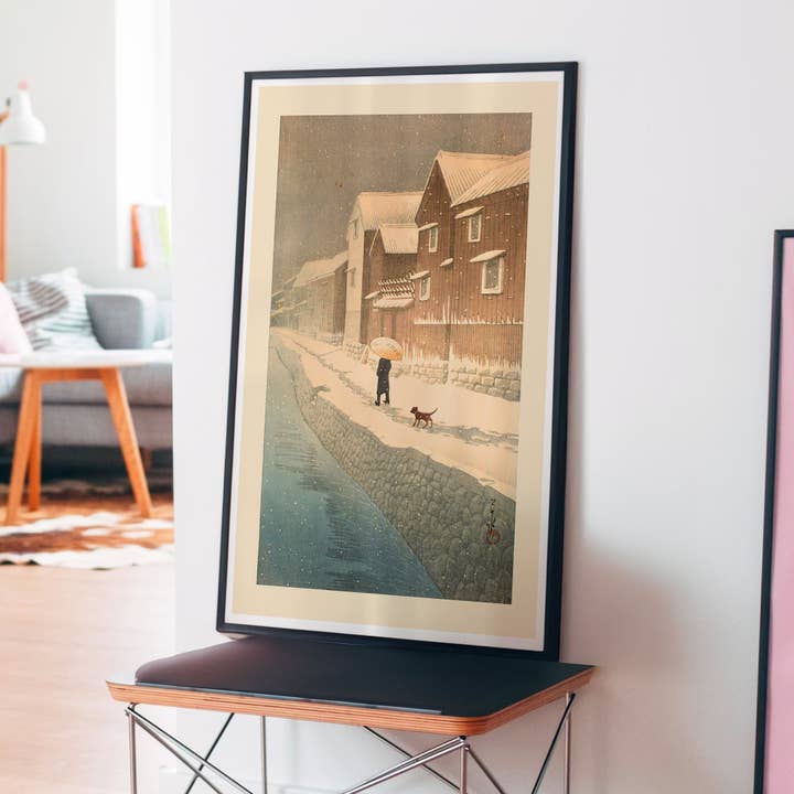 Ink & Drop – wholesale Art print – Shinkawa Riverside, Handa, Bishu Print by Hasui Kawase1