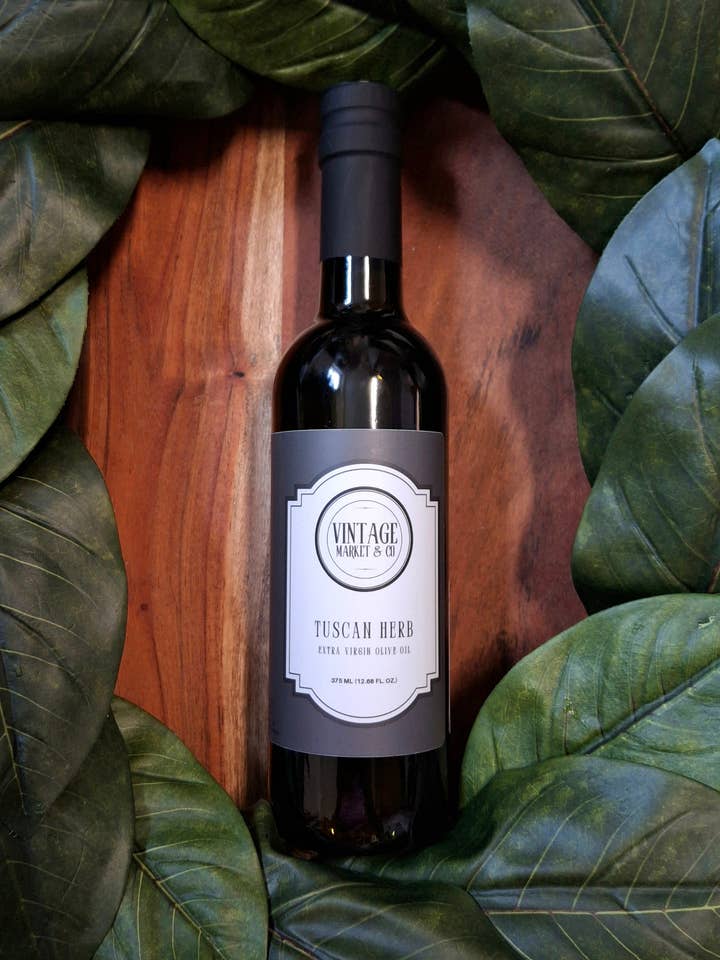 Huile d'olive extra vierge aux herbes toscanes 375 ml/12,68 oz pour la vente par Vintage Market & Co