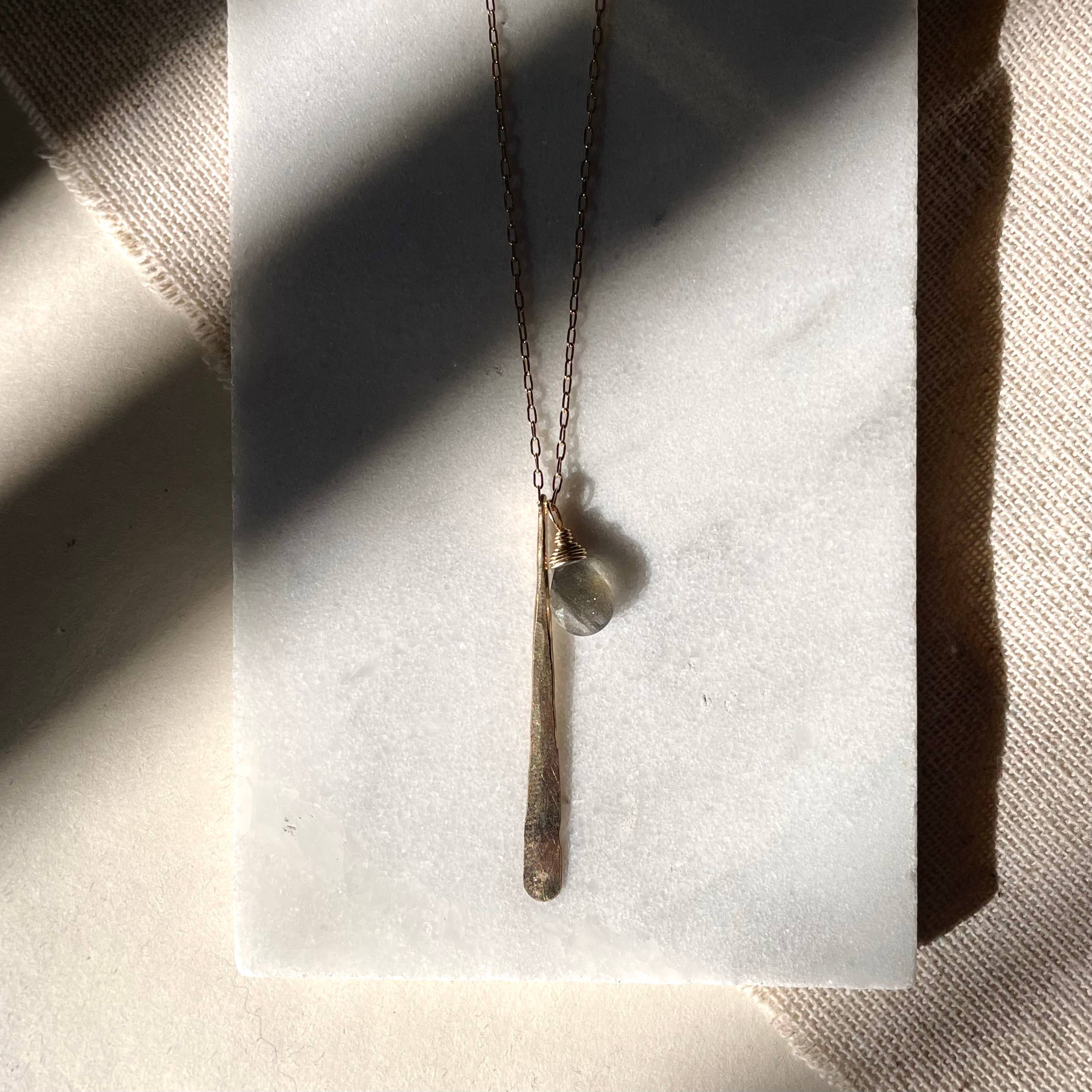 Elysium Jewelry - Wholesale Pendant/Charm Necklace - Hammered Stick and Stone Necklace2