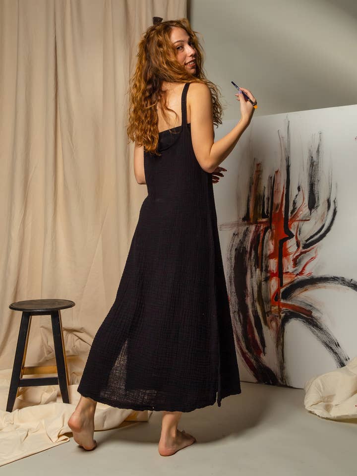 Moa - Wholesale Dress - Women's - Double Gauze Muslin Sleeveless Cami Dress0