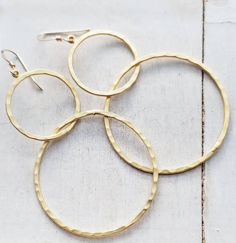 Sosie Designs - Wholesale Dangle Earrings - Gold Hammered Circle Hoops Earrings2