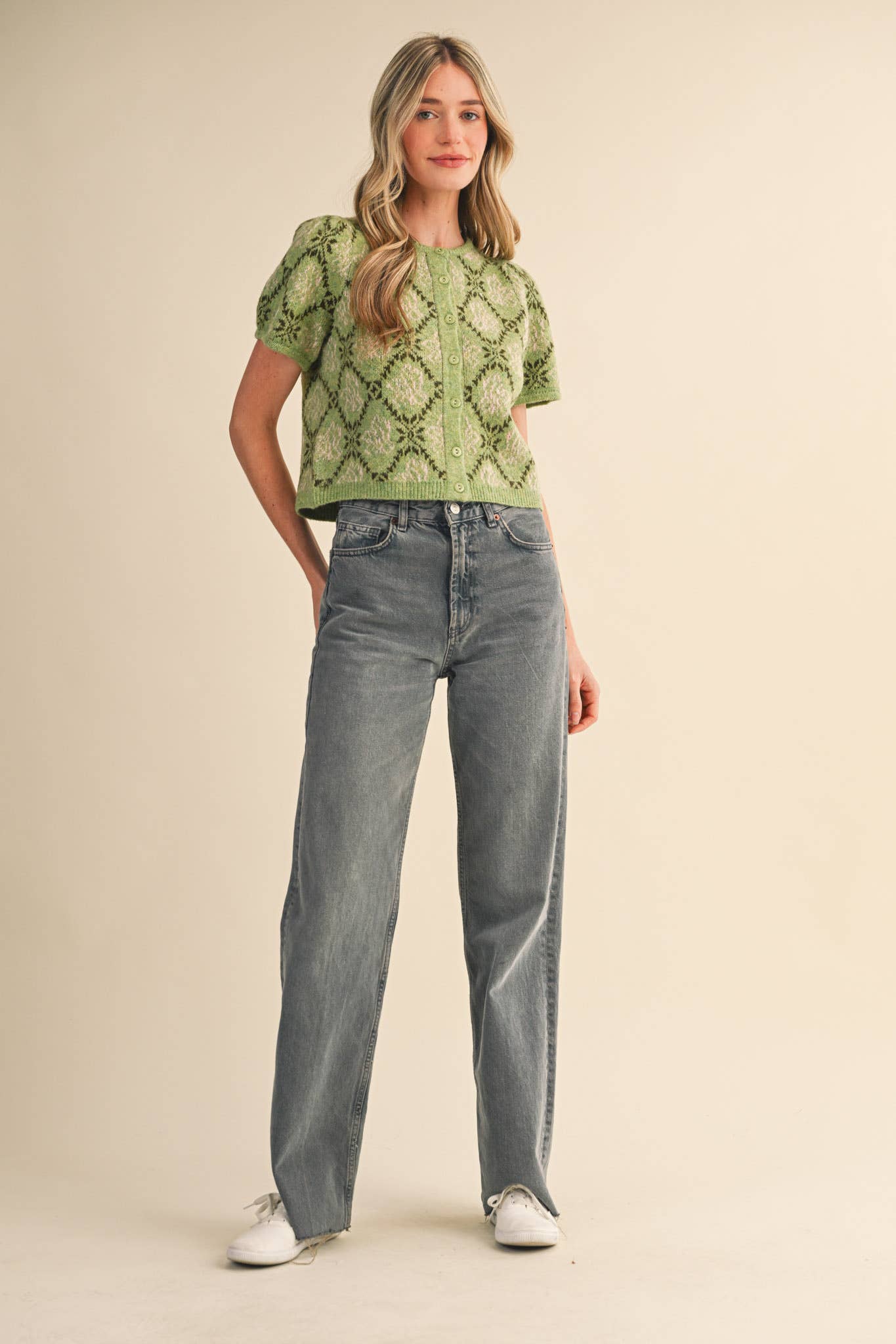 &MERCI - Wholesale Cardigan - Women's - FLORAL SHORT SLEEVE SWEATER CARDIGAN MSW1125845