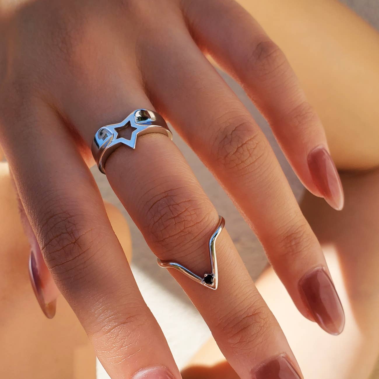 HolyBang Jewels - Wholesale Cocktail/Statement Ring - BLACK CZ V RING - R-F40313