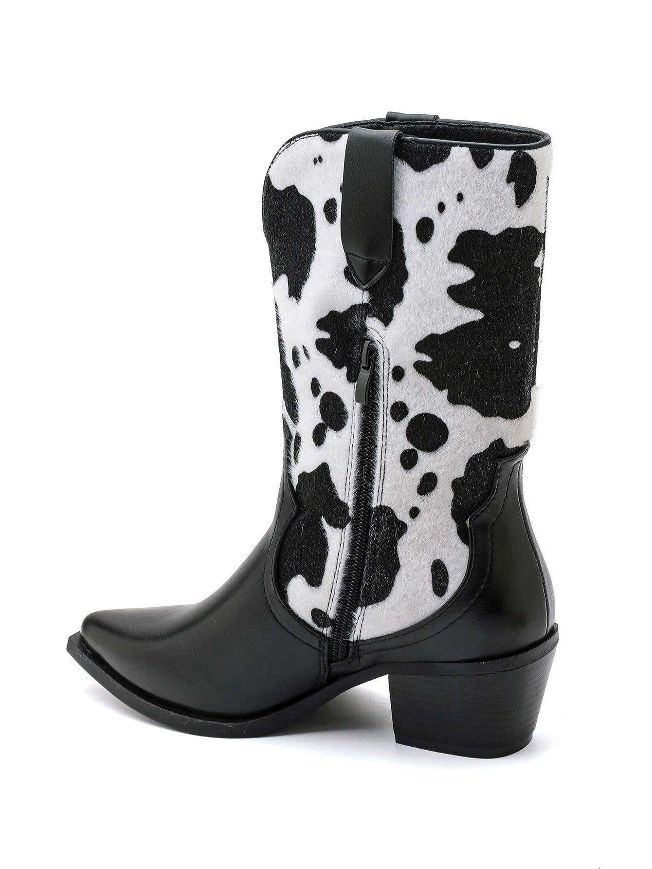 SWEET MAGIC SHOES & BAGS - Vente Bottes de cowboy – femme - BOTTINE CAMPAGNE SIMILICUIR AVEC CROÛTE DE VACHE3