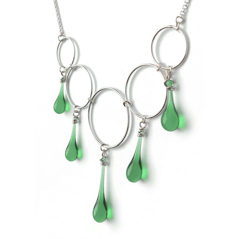 Sundrop Jewelry - Wholesale Pendant/Charm Necklace - Cassiopeia Necklace with Glass Teardrops and Silver Circles8