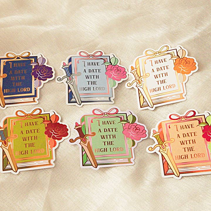 "I Have A Date With The High Lord" Bookish Sticker Set- ACOTAR Bookish Fairycore Cottagecore Pinstory Original Bookish Sticker for wholesale by Pinstory
