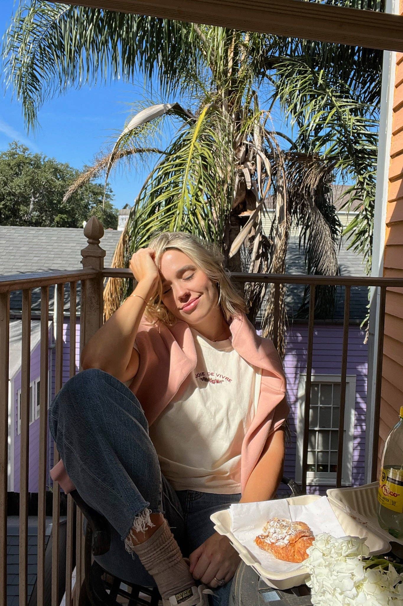 White Joie De Vivre Boxy Tee for wholesale on Faire6