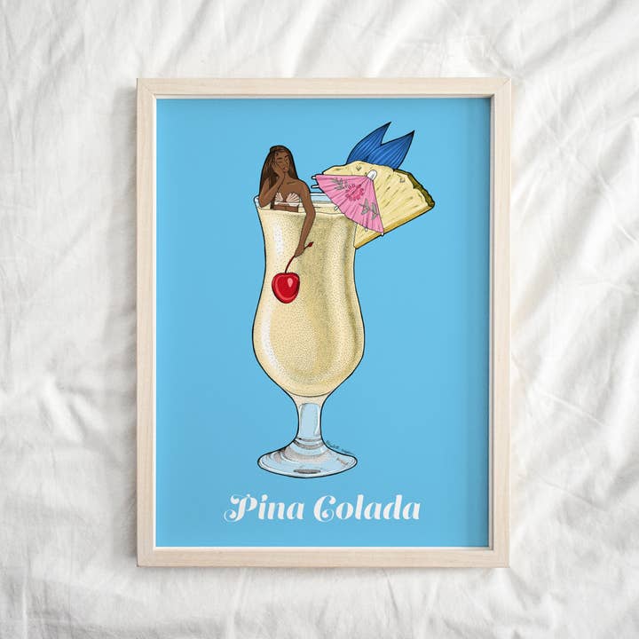 Pina Colada Mermaid Cocktail Art Print for wholesale by Elizabeth Weglein