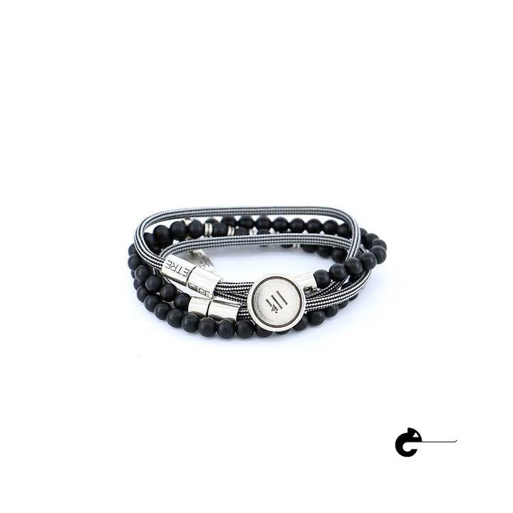 Men's Bracelet | Button - matte onix + black&white extension for wholesale by Être - Bracelets & Accessories