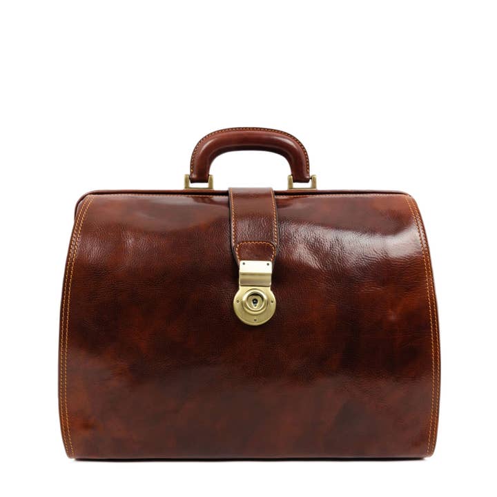 Time Resistance – Großhandel Aktentasche – Unisex – Große braune Arzt-Tasche aus Leder – Mrs Dalloway