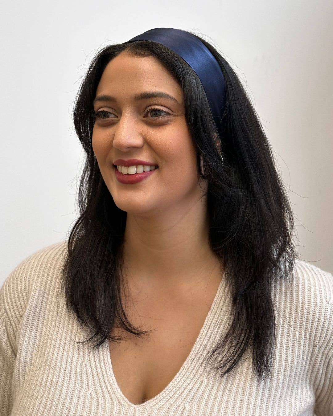 SYLKI – wholesale Fashion headband – women's – Silk Headband - Navy - Wide4