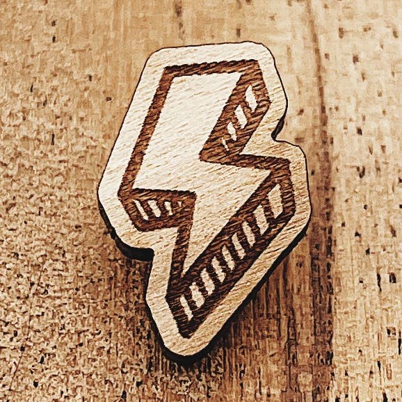 Mini Lightning Bolt Wooden Pin for wholesale by The Wooden Pin