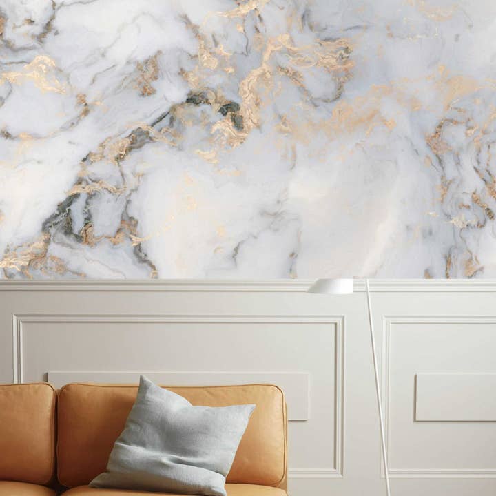 GK Home Decor - Wholesale Wallpaper - Marble Pattern Gray & White Abstract Gold Wallpaper1