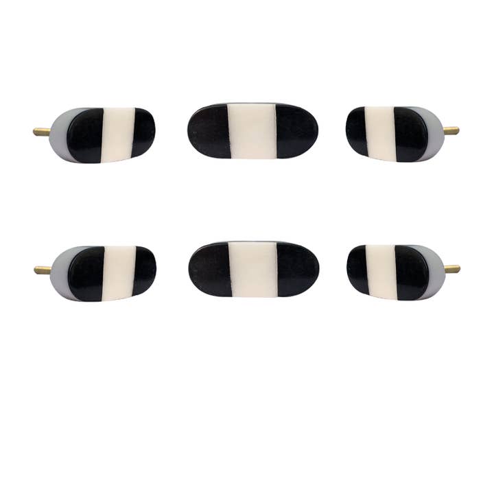 Marmo ovale bianco e nero (set di 6) per la vendita all'ingrosso da parte di Perilla Home