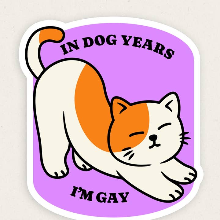 In Dog Years | Funny Vinyl Sticker for wholesale by Gobi Prints Co.