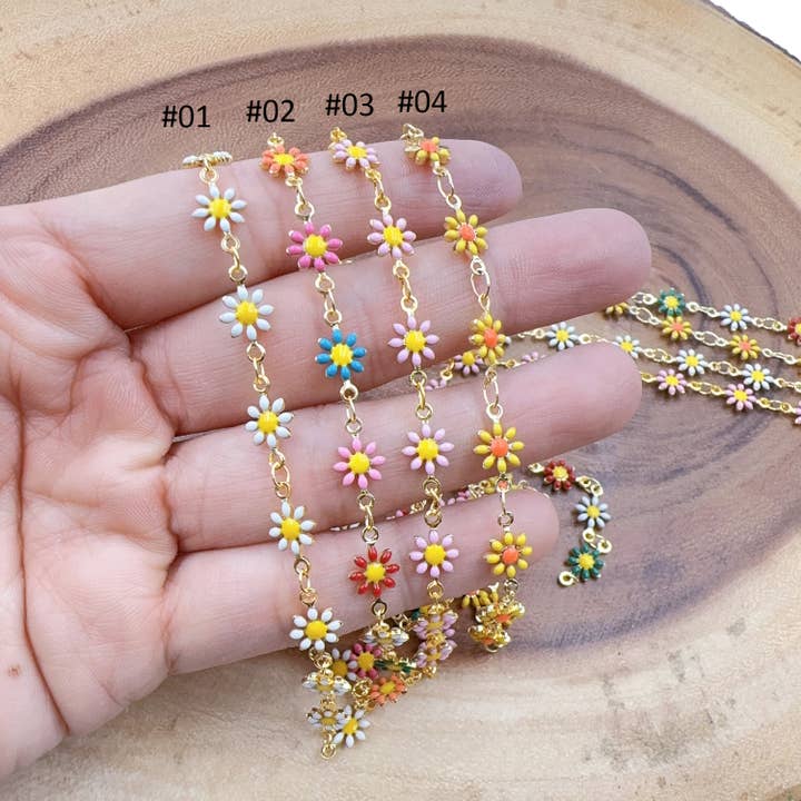 Beads Creation - Wholesale Craft Supplies - Enamel Daisy Flower Chain, Craft Supplies1