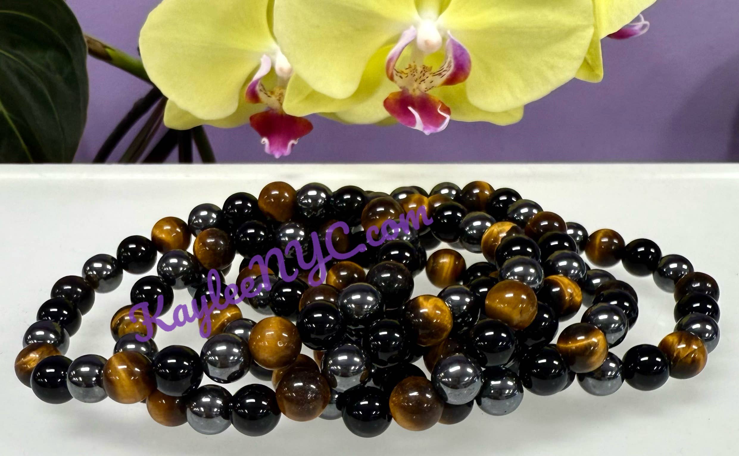 KayleeNYC - Wholesale Sieradenset - Beschermende elastische armbanden met 8 mm kristallen, 19 cm4