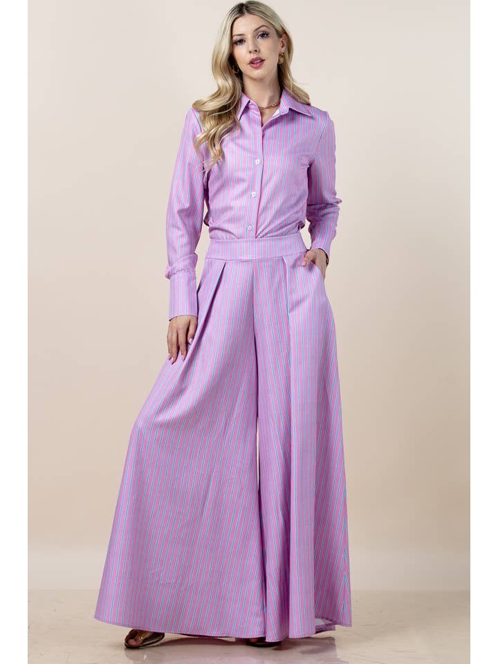 Imprimir T1623-5581-Camisas con cuello de rayas y lazo trasero Solace de venta al por mayor en Faire1