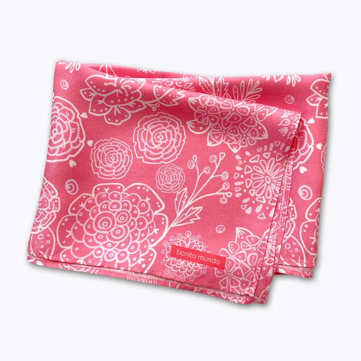 Bonito Mundo - Wholesale Scarf - Women's - Pink Spring - Natural silk scarf6