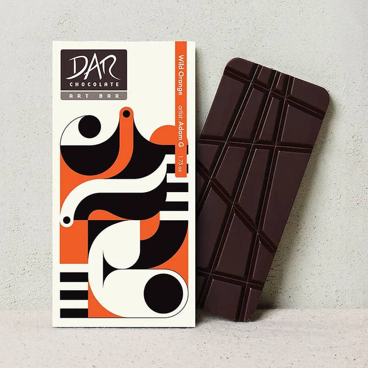 Dar Chocolate - Wholesale Chocolate Bar - Art Bar: Wild Orange 72% Dark Chocolate Bar Vegan -Mixed Art
