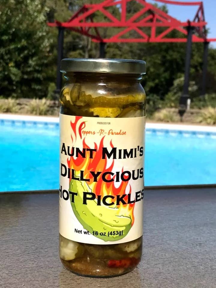Aunt Mimi's Dillycious Hot Pickles for wholesale by Peppers-R-Paradise