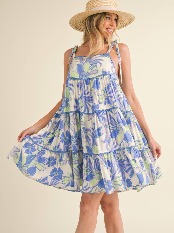 EXCLUSIVE PRINT TIERED SCALLOP TRIM FLORAL MINI DRS MDR3485 for wholesale by &MERCI