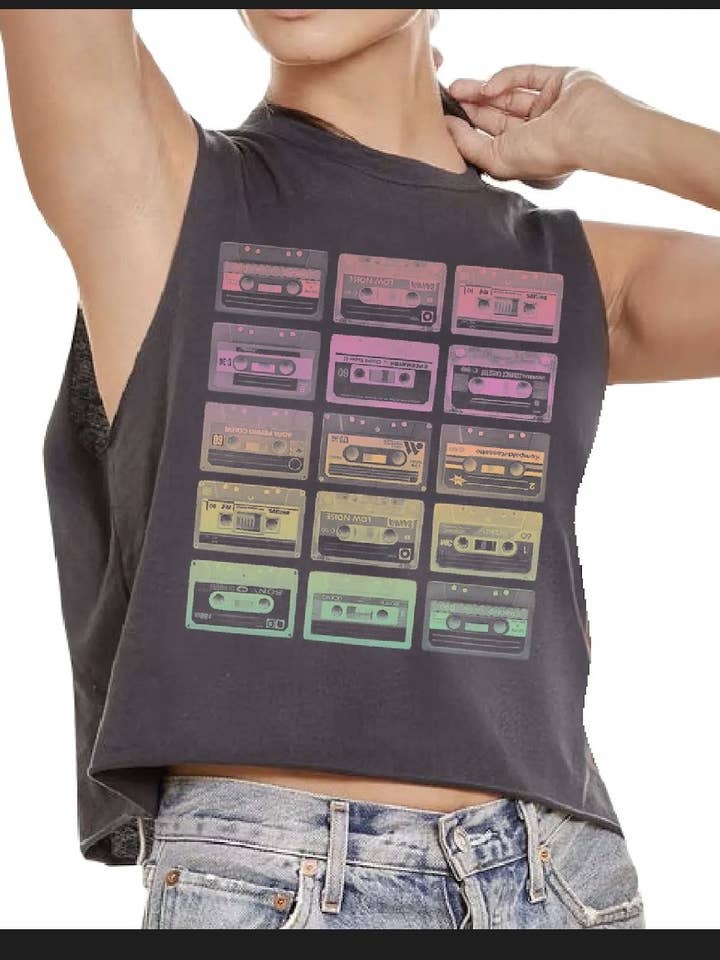 CASSETTE TAPE MUSCLE TANK for wholesale by Prince Peter Collection