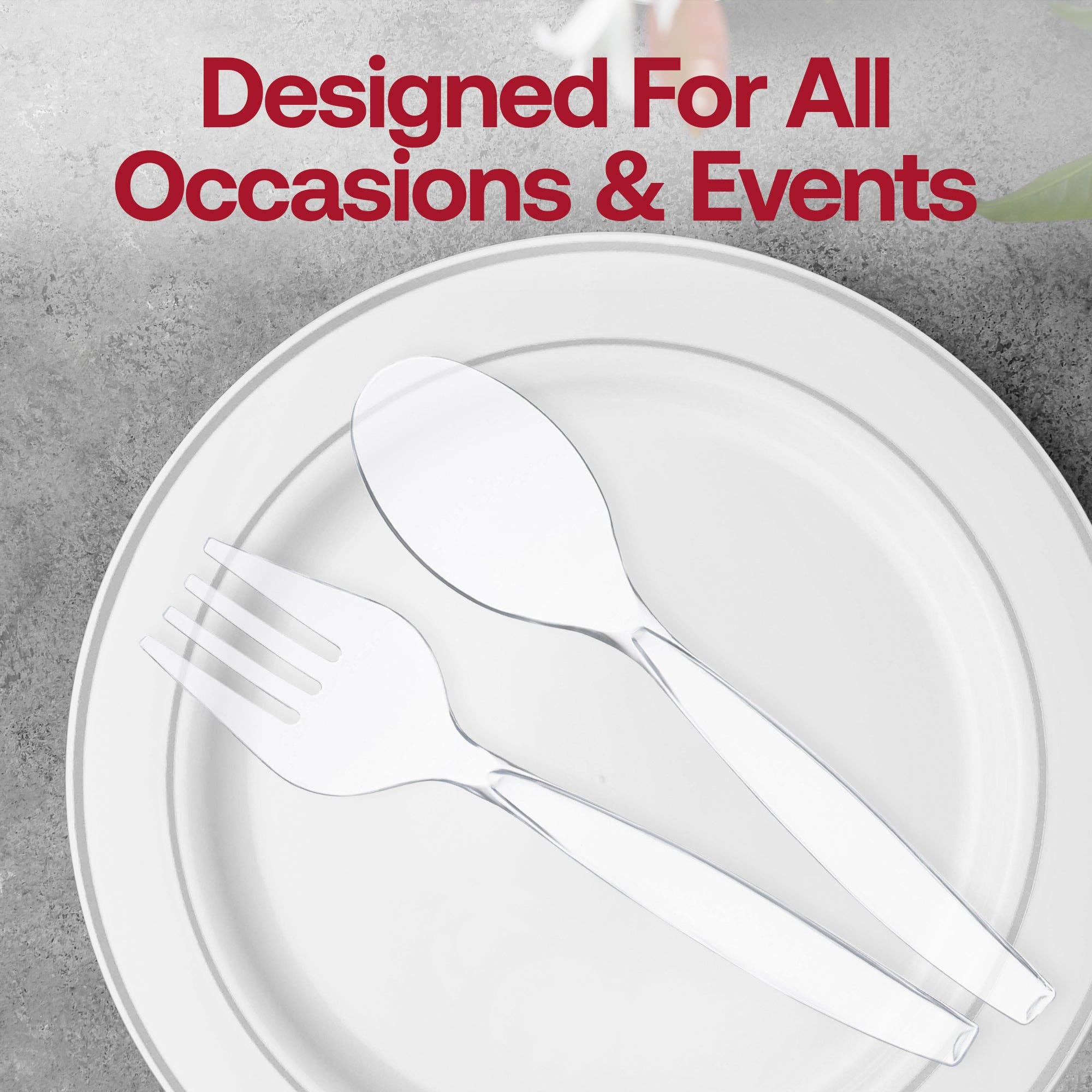 Smarty had a Party - Wholesale Disposable Spoon - Clear Disposable Plastic Serving Spoons - 5 pcs6