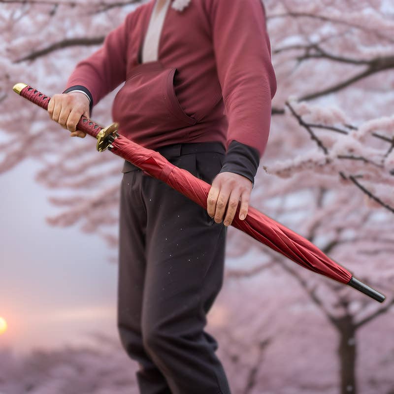 Urban Tokyo – Engroshandel Paraply - Unisex – Rød Katana håndtagsparaply1