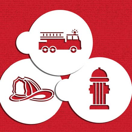 Designer Stencils – Großhandel Schablonier-/Bastelfarbe – Feuerwehr-Plätzchen-Schablonen