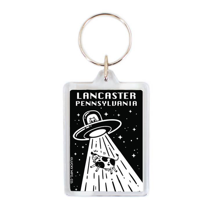 UFO Abduction plastic Keychain for wholesale by Lucky Mfg. Co.